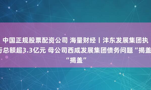 中国正规股票配资公司 海量财经丨沣东发展集团执行总额超3.3亿元 母公司西咸发展集团债务问题“揭盖”